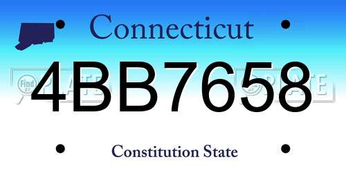 4BB7658 Connecticut License Plate