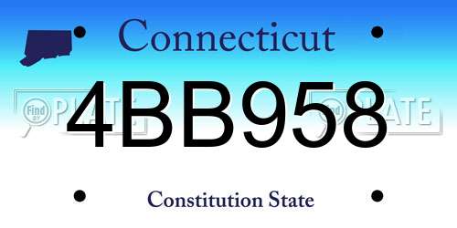 4BB958 Connecticut License Plate