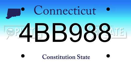4BB988 Connecticut License Plate