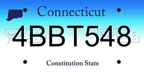 4BBT548 Connecticut License Plate