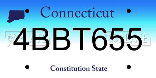 4BBT655 Connecticut License Plate