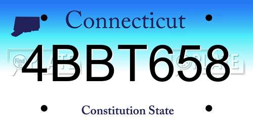 4BBT658 Connecticut License Plate