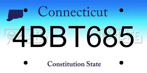 4BBT685 Connecticut License Plate