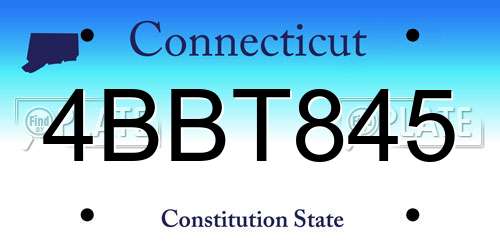 4BBT845 Connecticut License Plate