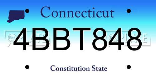 4BBT848 Connecticut License Plate