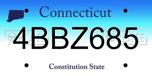 4BBZ685 Connecticut License Plate