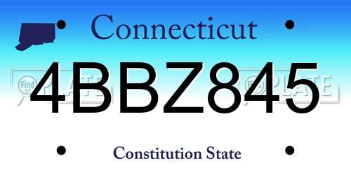 4BBZ845 Connecticut License Plate