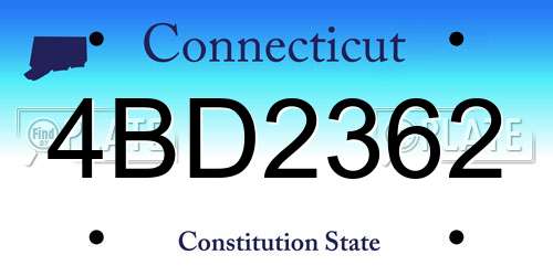 4BD2362 Connecticut License Plate