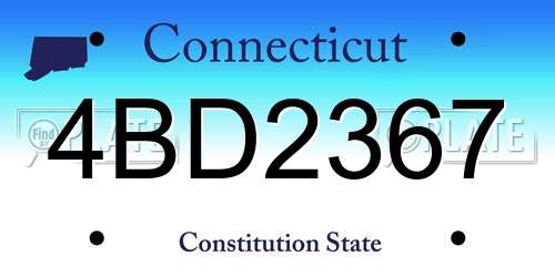 4BD2367 Connecticut License Plate