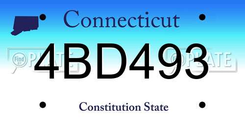 4BD493 Connecticut License Plate