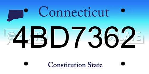 4BD7362 Connecticut License Plate