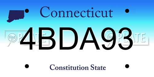4BDA93 Connecticut License Plate