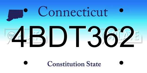 4BDT362 Connecticut License Plate