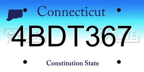 4BDT367 Connecticut License Plate