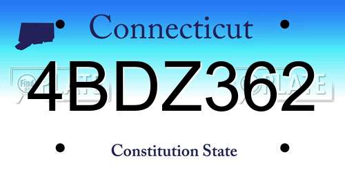 4BDZ362 Connecticut License Plate