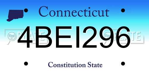 4BEI296 Connecticut License Plate