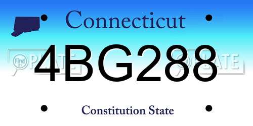 4BG288 Connecticut License Plate