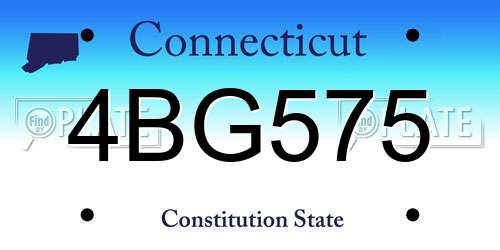 4BG575 Connecticut License Plate