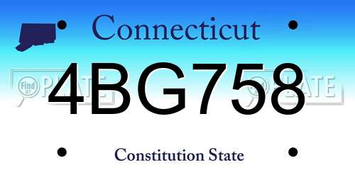 4BG758 Connecticut License Plate
