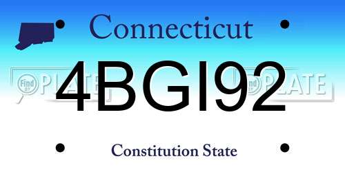 4BGI92 Connecticut License Plate