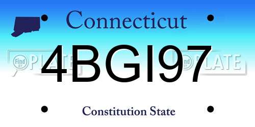 4BGI97 Connecticut License Plate