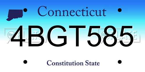 4BGT585 Connecticut License Plate
