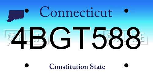 4BGT588 Connecticut License Plate