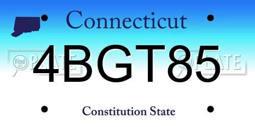 4BGT85 Connecticut License Plate