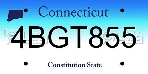 4BGT855 Connecticut License Plate