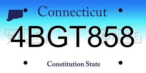 4BGT858 Connecticut License Plate