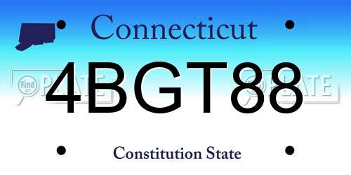 4BGT88 Connecticut License Plate
