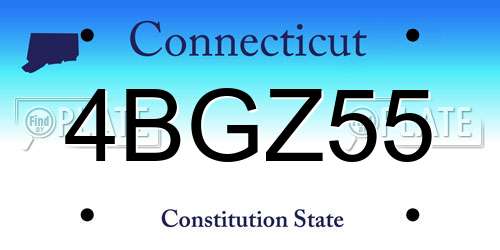 4BGZ55 Connecticut License Plate