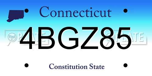 4BGZ85 Connecticut License Plate