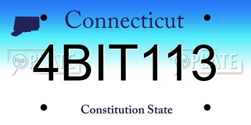 4BIT113 Connecticut License Plate