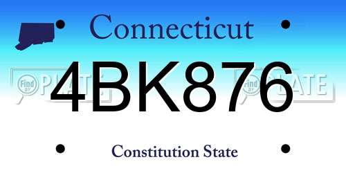 4BK876 Connecticut License Plate