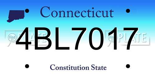 4BL7017 Connecticut License Plate