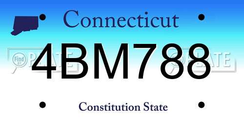 4BM788 Connecticut License Plate