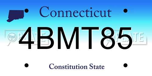 4BMT85 Connecticut License Plate
