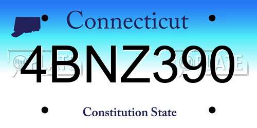 4BNZ390 Connecticut License Plate