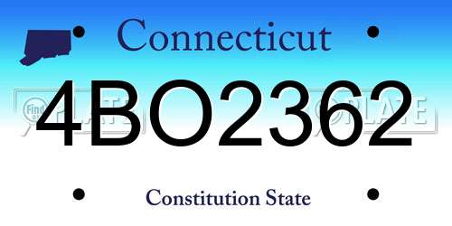 4BO2362 Connecticut License Plate