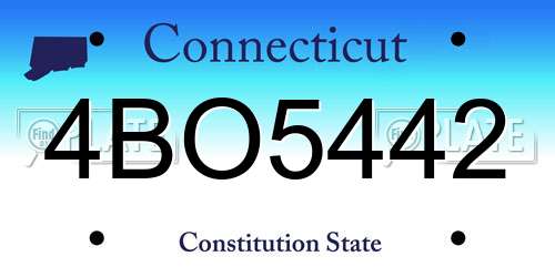 4BO5442 Connecticut License Plate