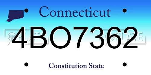 4BO7362 Connecticut License Plate