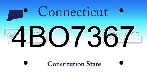4BO7367 Connecticut License Plate