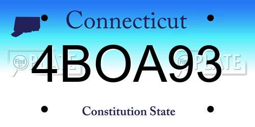 4BOA93 Connecticut License Plate
