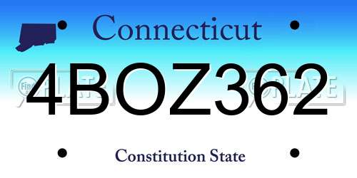 4BOZ362 Connecticut License Plate