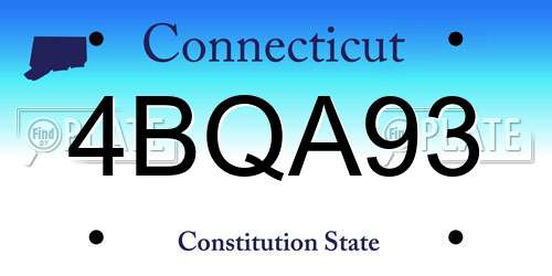 4BQA93 Connecticut License Plate