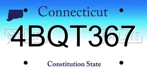 4BQT367 Connecticut License Plate