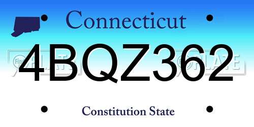 4BQZ362 Connecticut License Plate