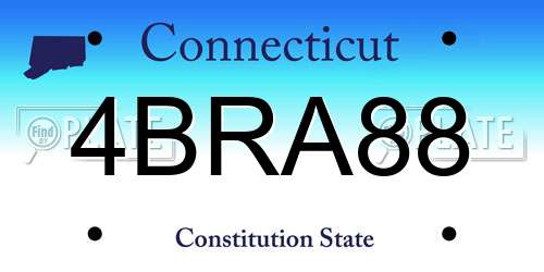 4BRA88 Connecticut License Plate