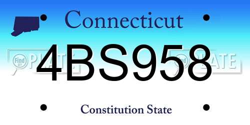 4BS958 Connecticut License Plate